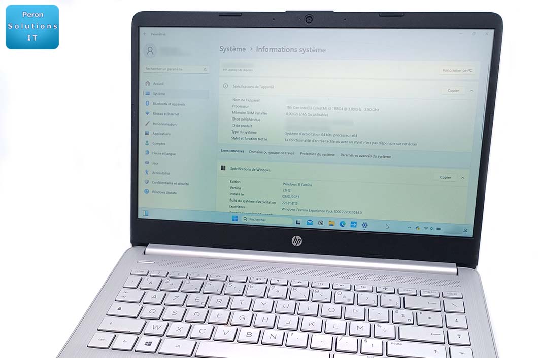 Optimisation et maintenance d'un ordinateur portable HP 14S-DQ2XXX